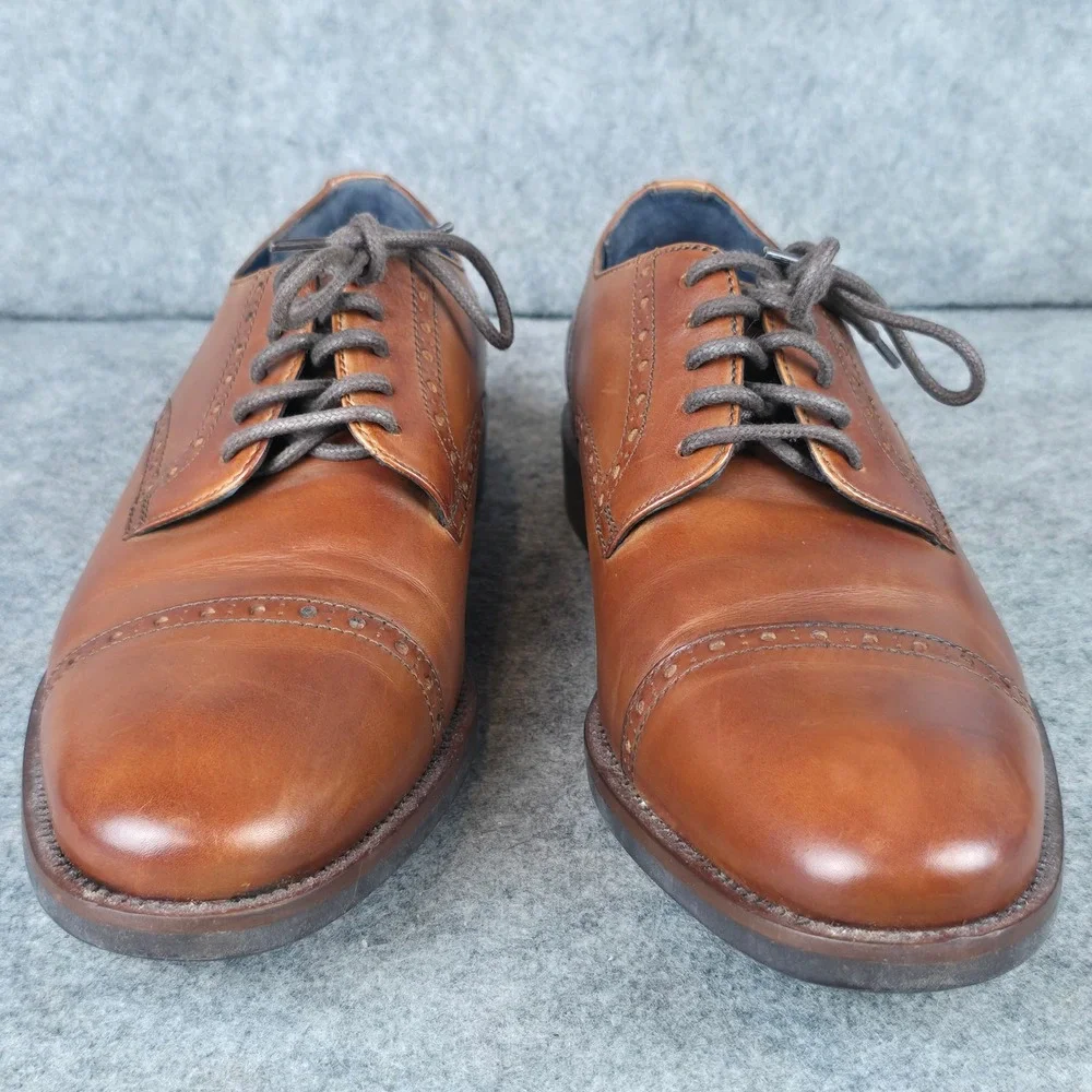 Cole Haan Grand.OS Shoes Mens 9.5 Tan Leather Cap Toe Brogue Oxford